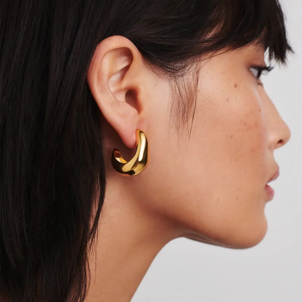 Dome Medium Hoop Earrings - Image 2